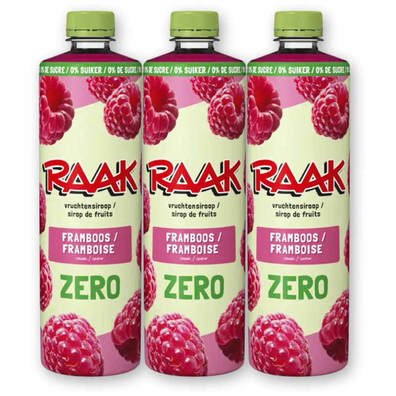 Raak Vruchtensiroop frambozen zs 3-pack