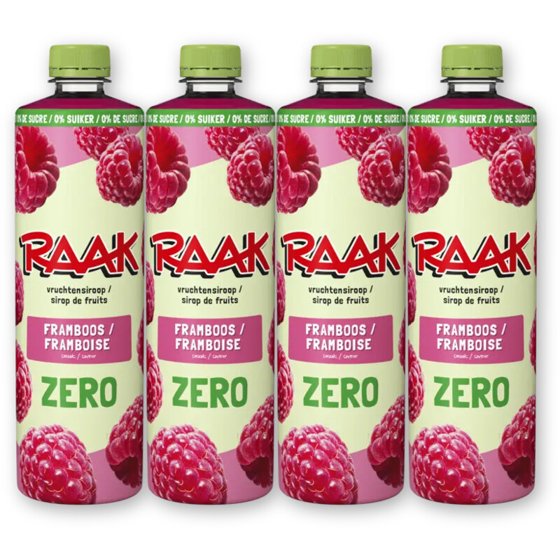 Raak Vruchtensiroop frambozen zs 4-pack