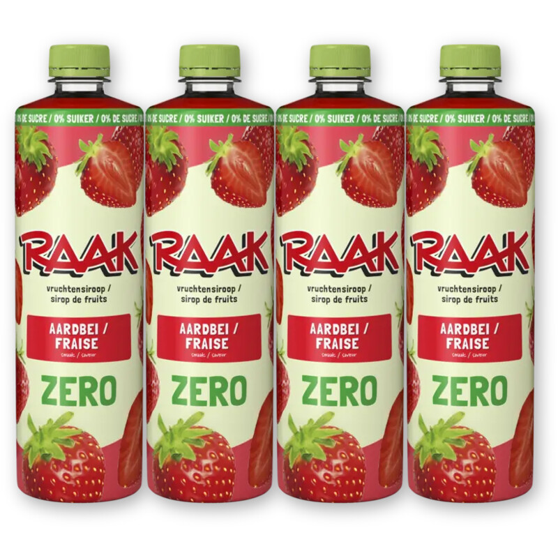Raak Vruchtensiroop aardbeien zs 4-pack