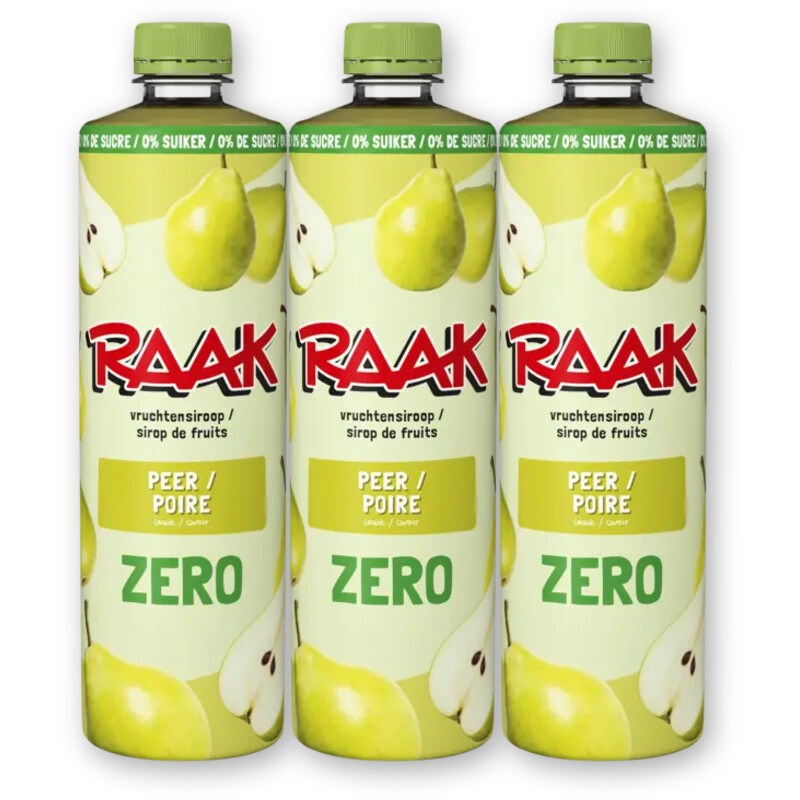 Raak Vruchtensiroop peren zero sugar 3-pack