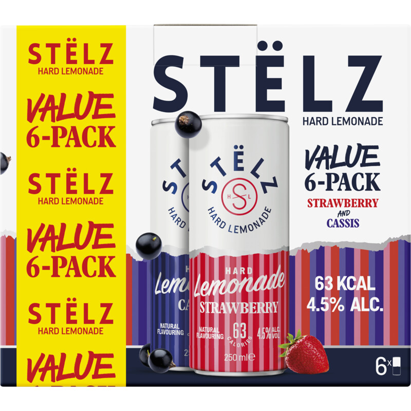 Stëlz Hard lemonade strawberry cassis 6-pack
