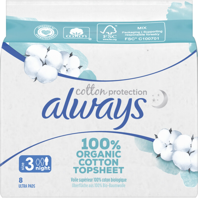 Always Organic cotton night maandverband