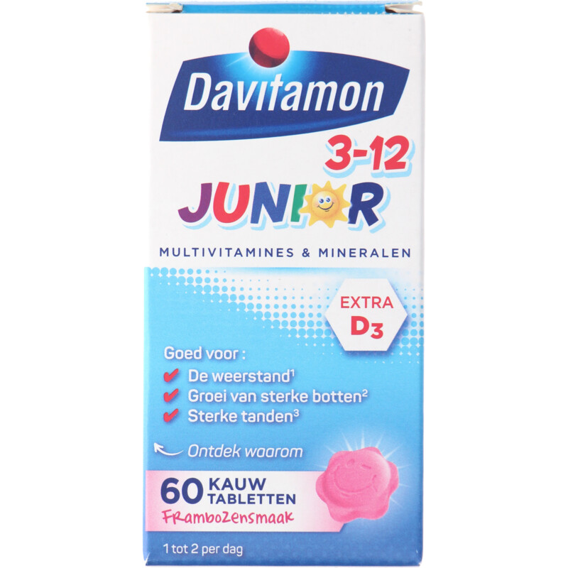 Davitamon Junior multivitamines framboos 3-12 jaar