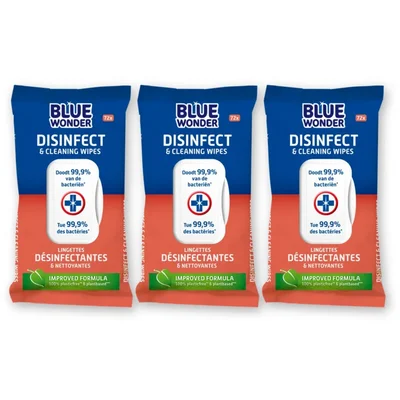 Blue Wonder Disinfect & cleaning wipes 3-pack