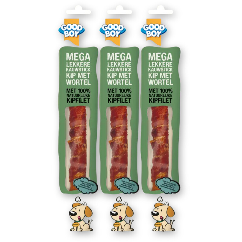 Good boy Mega lekkere kauwstick kip wortel 3-pack