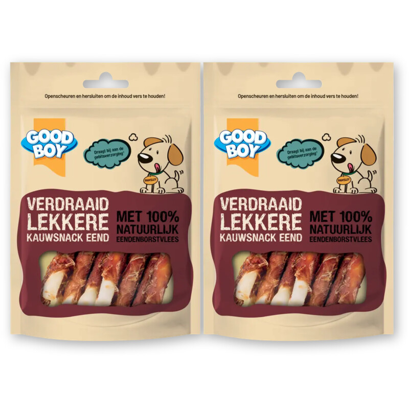Good boy Verdraaid lekkere kauwsnack eend 2-pack
