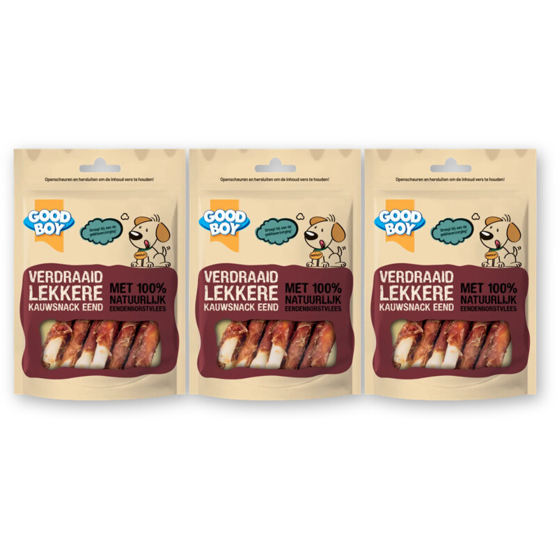Good boy Verdraaid lekkere kauwsnack eend 3-pack