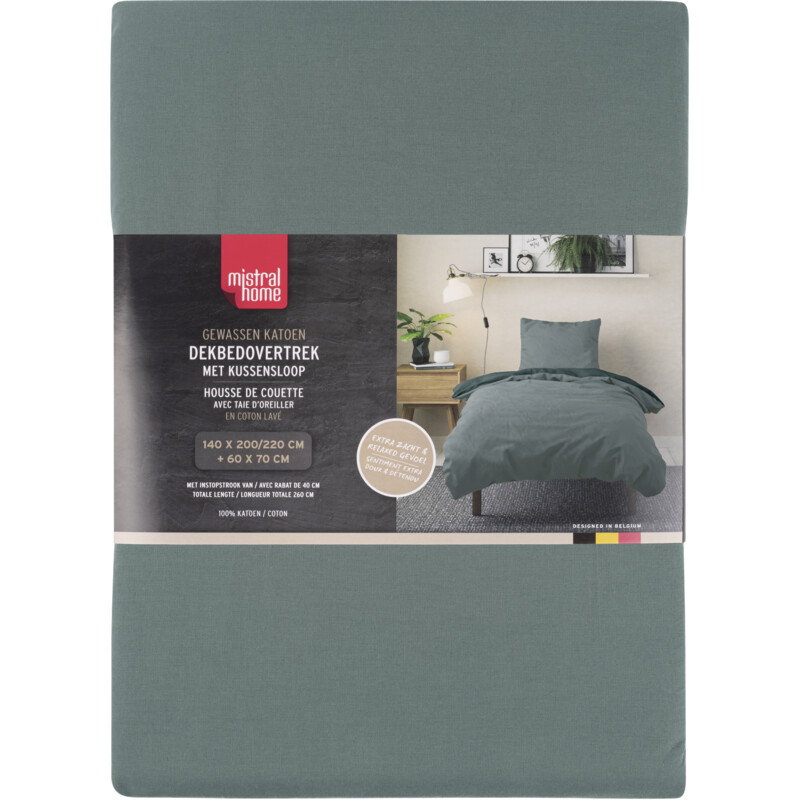 Tutti Mistral Home Dekbedovertrek uni green 140x200cm