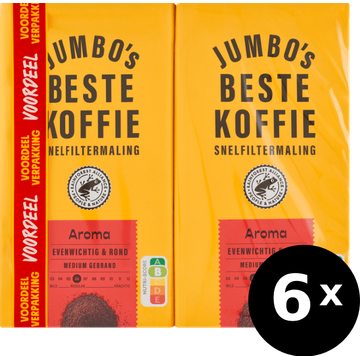 Jumbo's roodmerk filterkoffie 6 x 2 x 500g