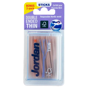 Jordan Tandenstokers Voordeelverpakking 2 x 100 Stuks