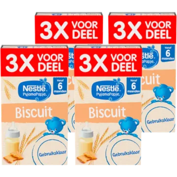 Nestlé PyjamaPapje® Biscuit 6+ Baby Pap 4 x 3 stuks