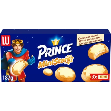 LU Prince MiniStars Koekjes Witte Chocolade (5 x 37.4 g) 187g