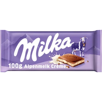 Milka Chocoladereep Alpenmelk Crème 100g