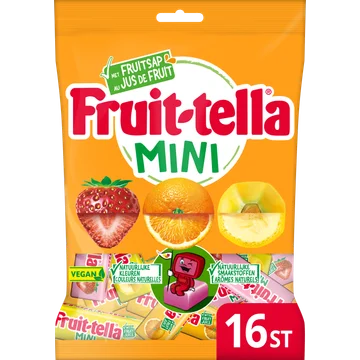 Fruittella Mini Vegan Uitdeelzak 16 stuks