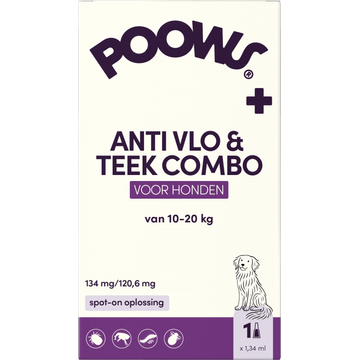 Poows Anti Vlo & Teek Combo 134 mg/120,6 mg spot-on oplossing Hond (10-20 kg)
