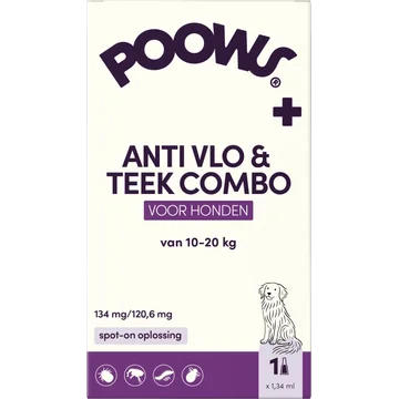 Poows Anti Vlo & Teek Combo 134 mg/120,6 mg spot-on oplossing Hond (10-20 kg)