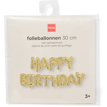 folieballon happy birthday goud