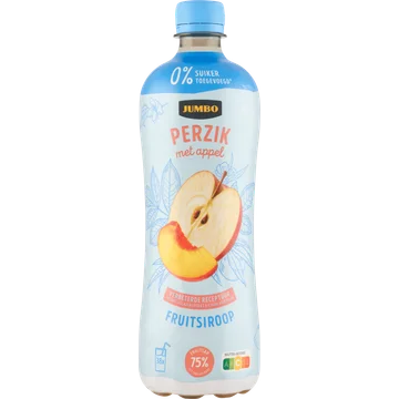 Jumbo Fruitsiroop Perzik met Appel 0% Suiker Toegevoegd 750ML