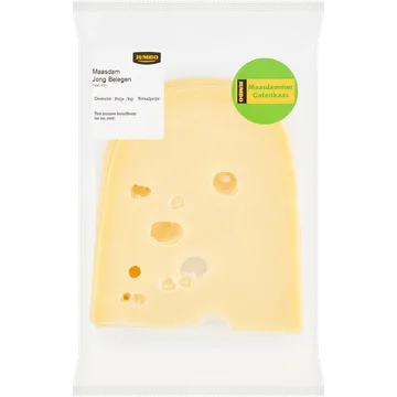 Jumbo Maasdam Jong Belegen Kaas 45+ Plakken ca. 200 g