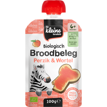 De Kleine Keuken Biologisch Broodbeleg Perzik & Wortel 6+ Maanden 100 g