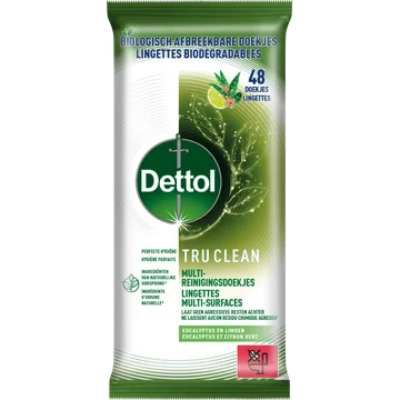 Dettol Tru Clean Multi-Reinigingsdoekjes Eucalyptus en Limoen 48 Doekjes