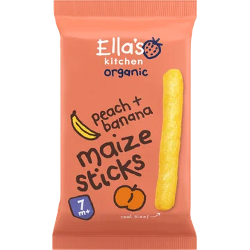 Ella's Kitchen Maize sticks perzik + banaan 7+ biologisch 16 g