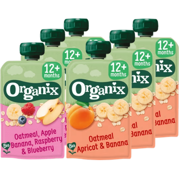 Organix Knijpfruit Oatmeal 12+m 2 Smaken Pakket 6 stuks