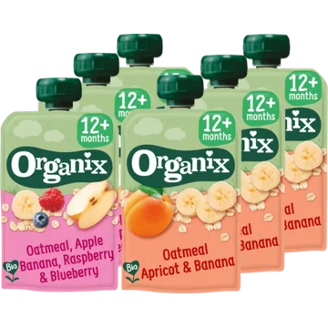 Organix Knijpfruit Oatmeal 12+m 2 Smaken Pakket 6 stuks