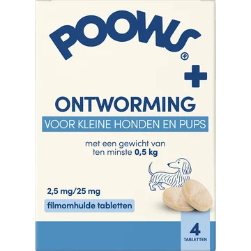 PoOws Ontworming voor kleine honden en pups >0.5 kg 4 Tabletten