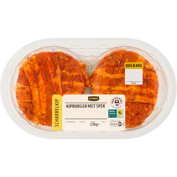 Jumbo Scharrelkip Burger met Spek 230 g