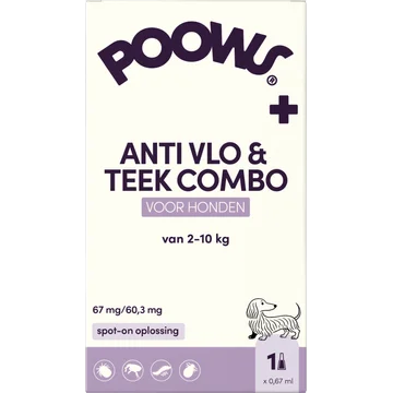 PoOws Anti Vlo & Teek Combo  67 mg/ 60,3 mg spot-on oplossing Hond (2-10 kg)