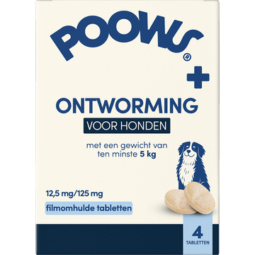 PoOws Ontworming voor Honden > 5kg 4 Tabletten