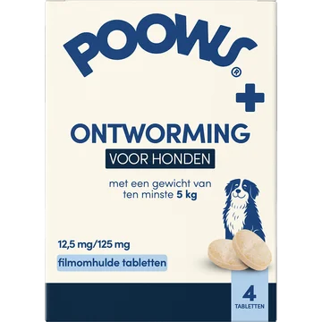 PoOws Ontworming voor Honden > 5kg 4 Tabletten