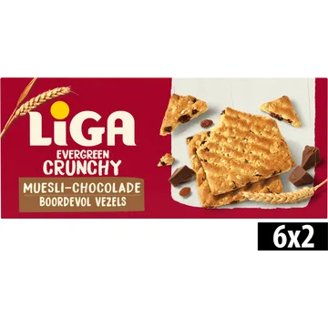 Liga Evergreen Muesli Chocolade 6x2 biscuits 225 g
