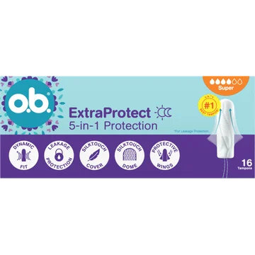 o.b. ExtraProtect 5-in-1 Protection Super Tampons 16 Stuks