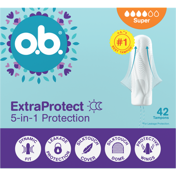 o.b. ExtraProtect 5-in-1 Protection Super Tampons 42 Stuks