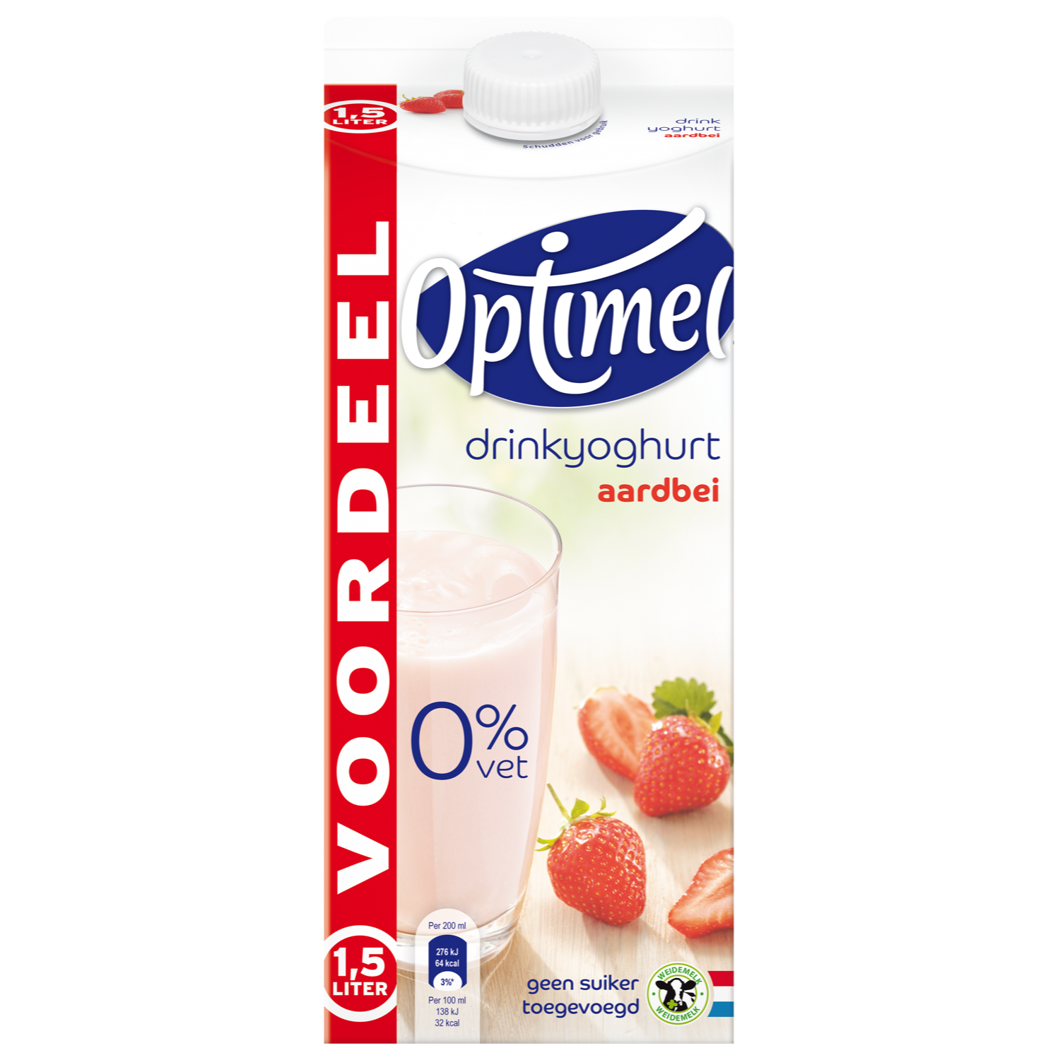 Optimel Drink voordeelverpakking aardbei 0% vet
