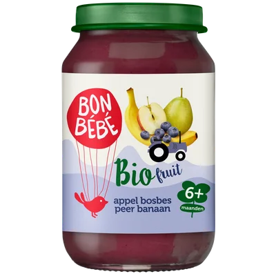 Bonbébé Fruithapje 6+ maanden appel-bosbes-peer-banaan