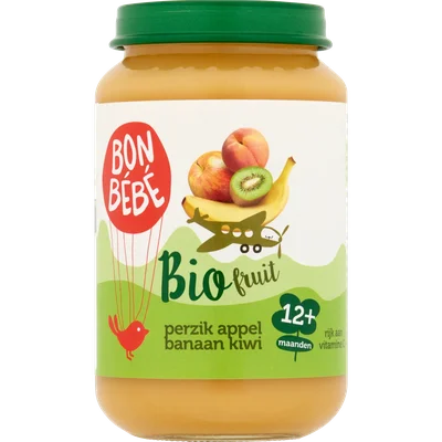 Bonbébé Fruithapje 12+ maanden perzik-appel-banaan-kiwi