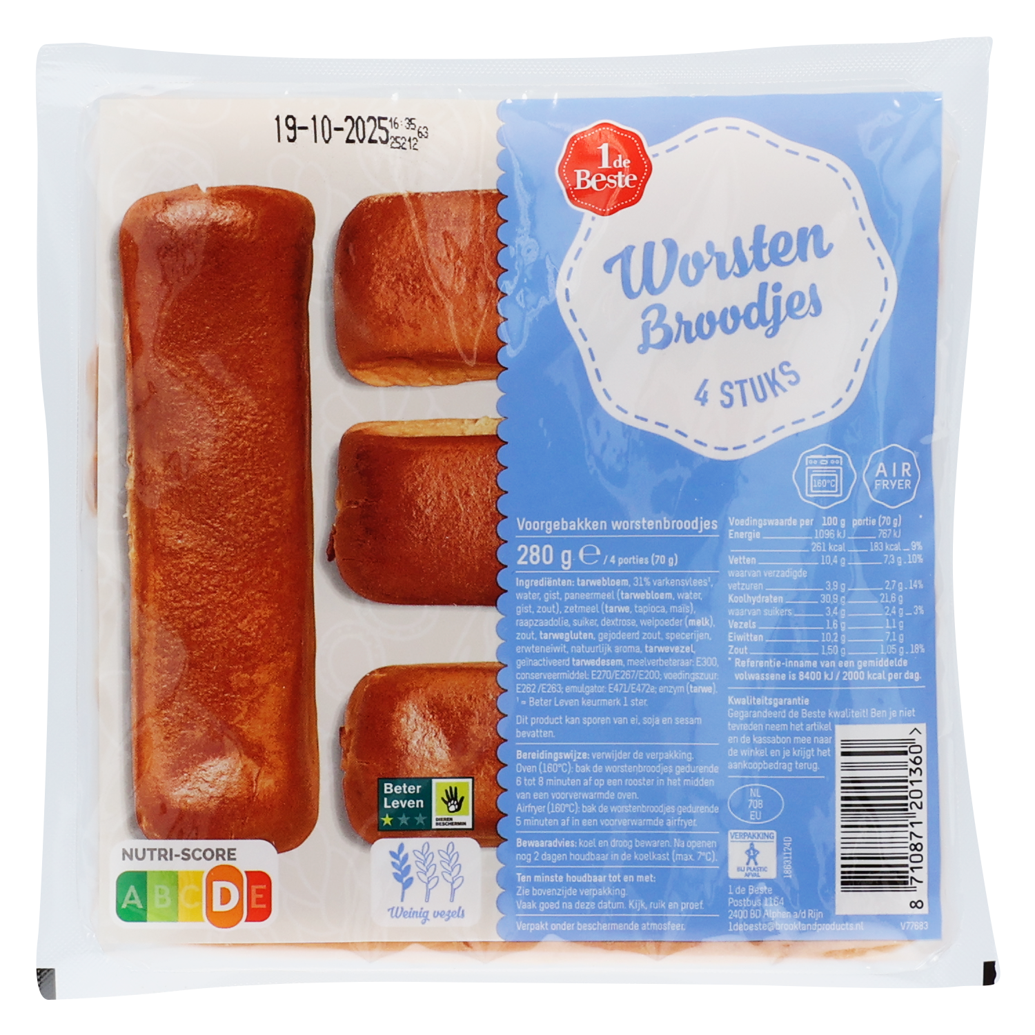 1 de Beste Worstenbroodjes 4 stuks