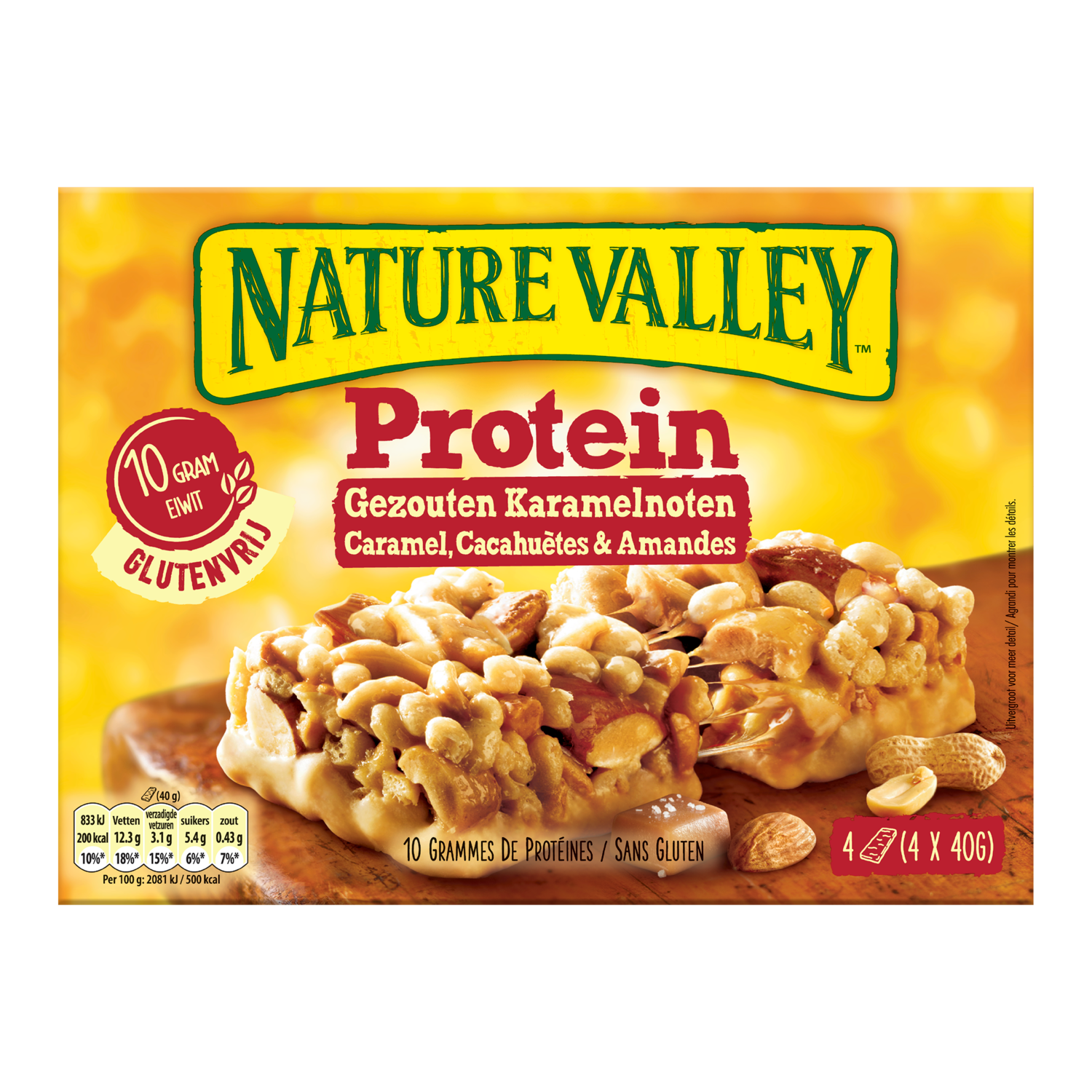 Nature Valley Protein gezouten karamelnoten 4 stuks