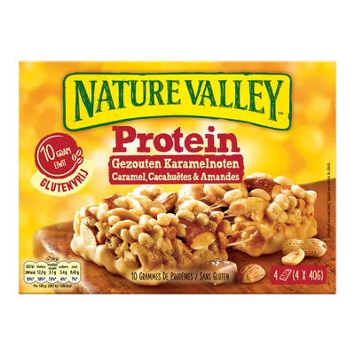 Nature Valley Protein gezouten karamelnoten 4 stuks
