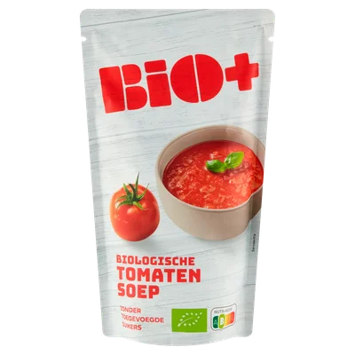 Bio+ Soep in zak tomaat