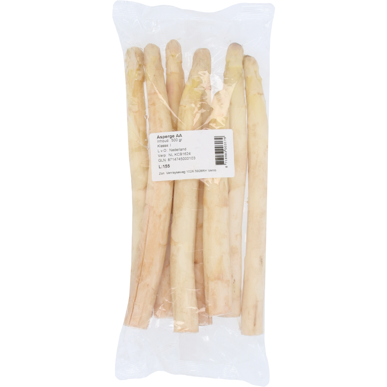 Witte asperges verpakt