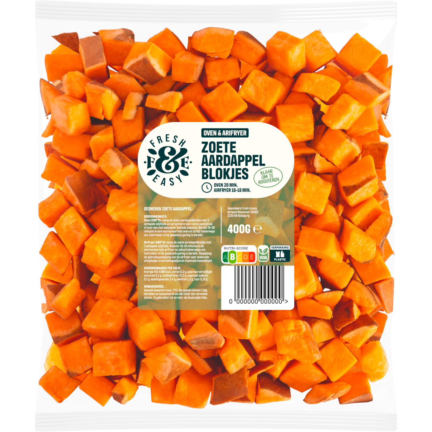 Fresh & easy Ovengroente zoete aardappelblokjes