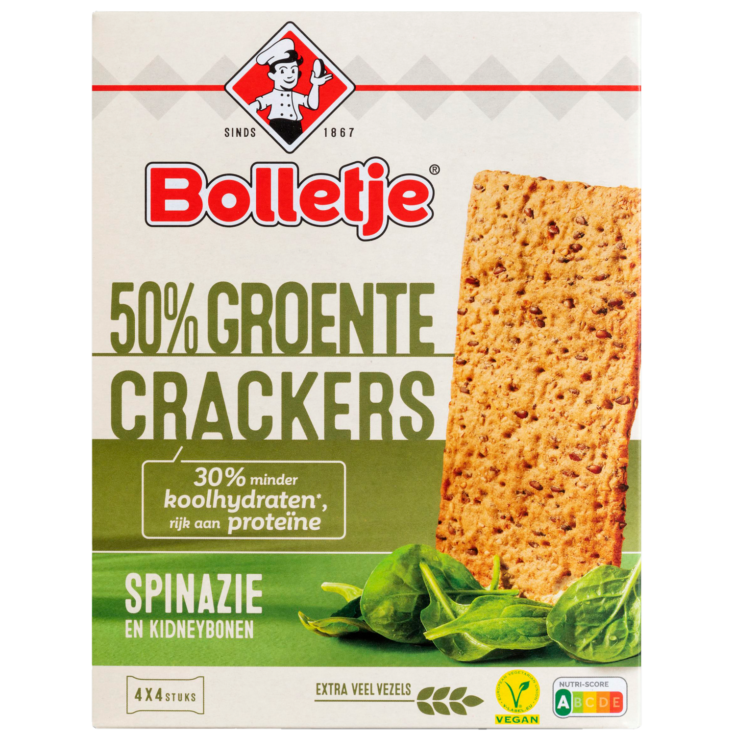 Bolletje Groentecrackers spinazie 4x4 st