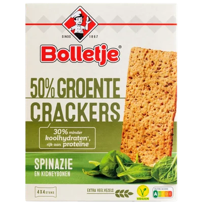 Bolletje Groentecrackers spinazie 4x4 st