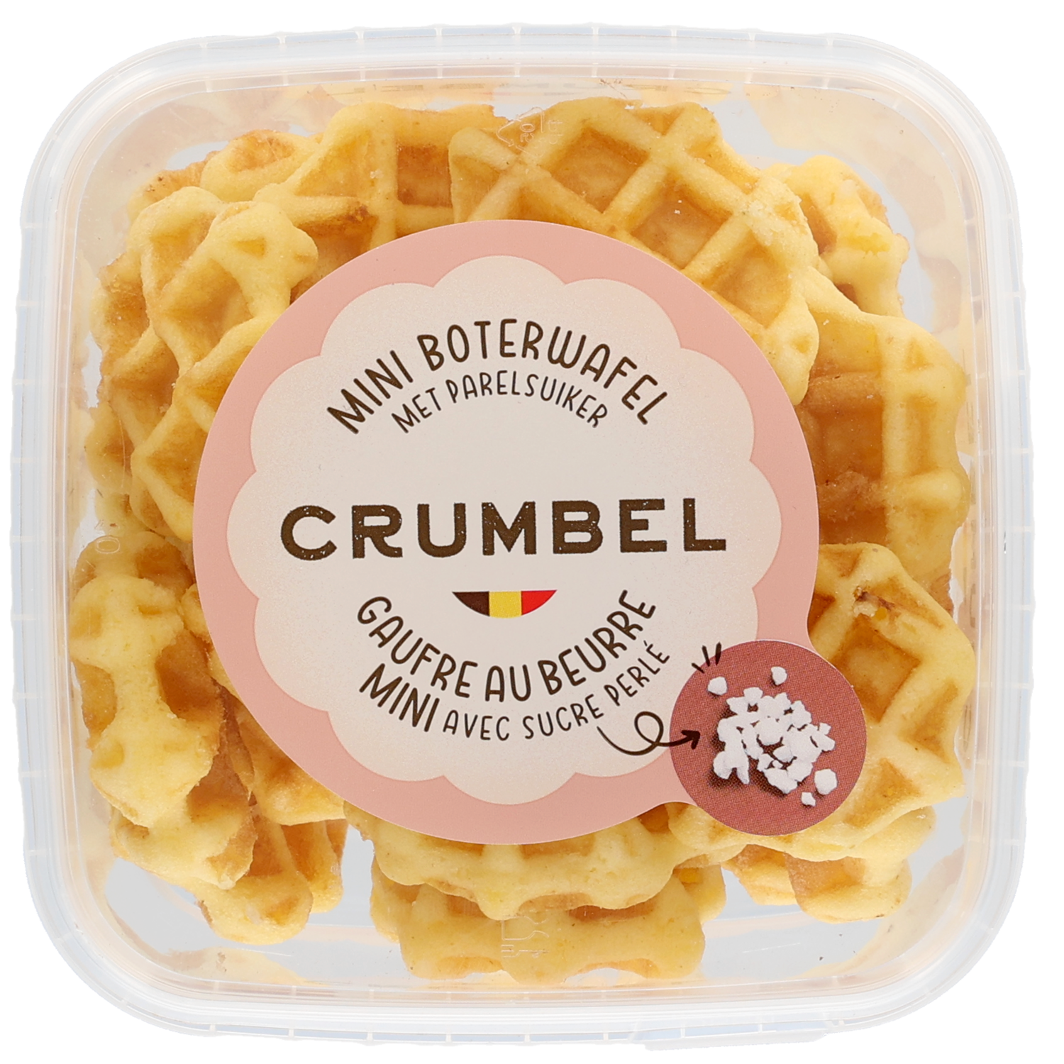 Crumbel Mini wafel met parelsuiker