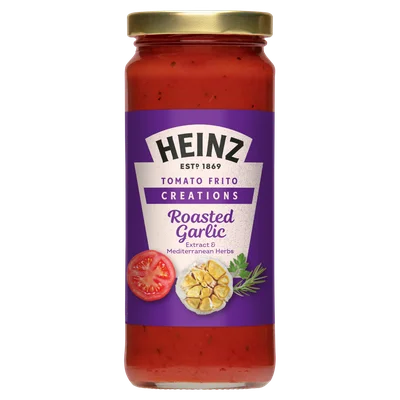 Heinz Tomato Frito Creations met geroosterde knoflook & Mediterraanse kruiden