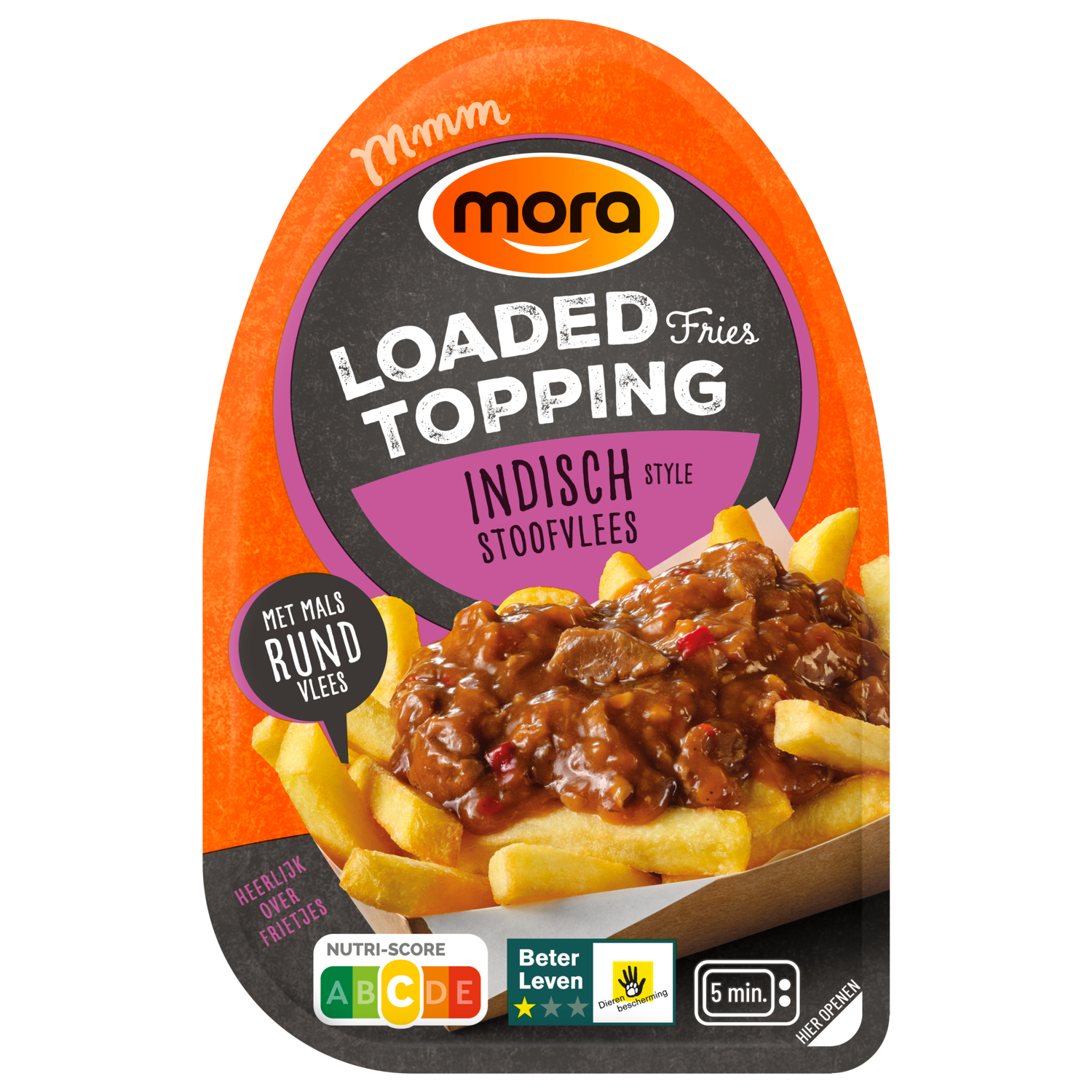 Mora Loaded fries topping indisch stoofvlees